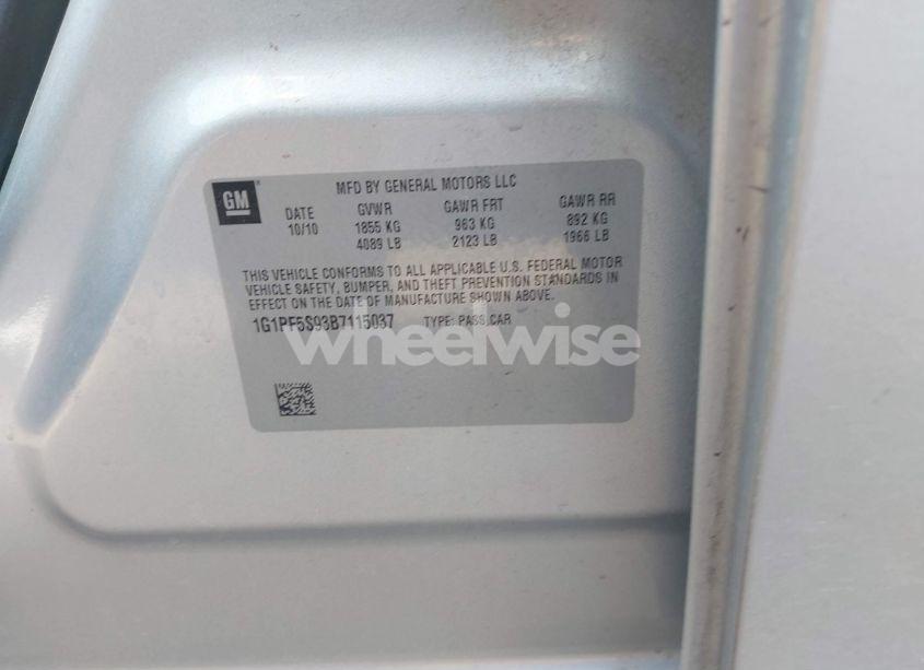 Photo 9 of 2011 Chevrolet Cruze 1LT (VIN 1G1PF5S93B7115037)