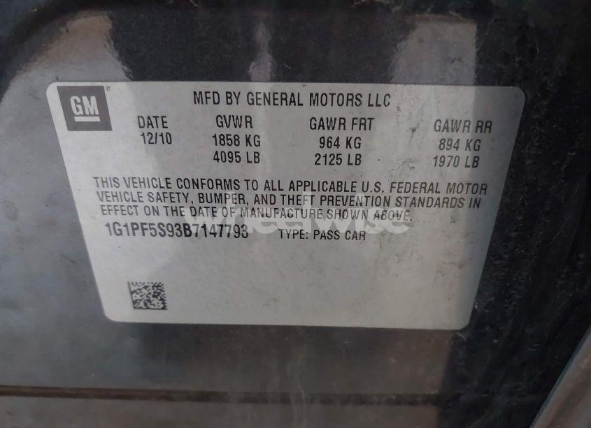 Photo 9 of 2011 Chevrolet Cruze 1LT (VIN 1G1PF5S93B7147793)