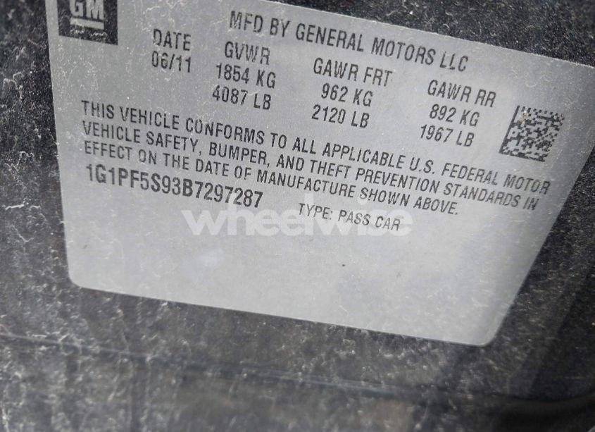 Photo 9 of 2011 Chevrolet Cruze 1LT (VIN 1G1PF5S93B7297287)