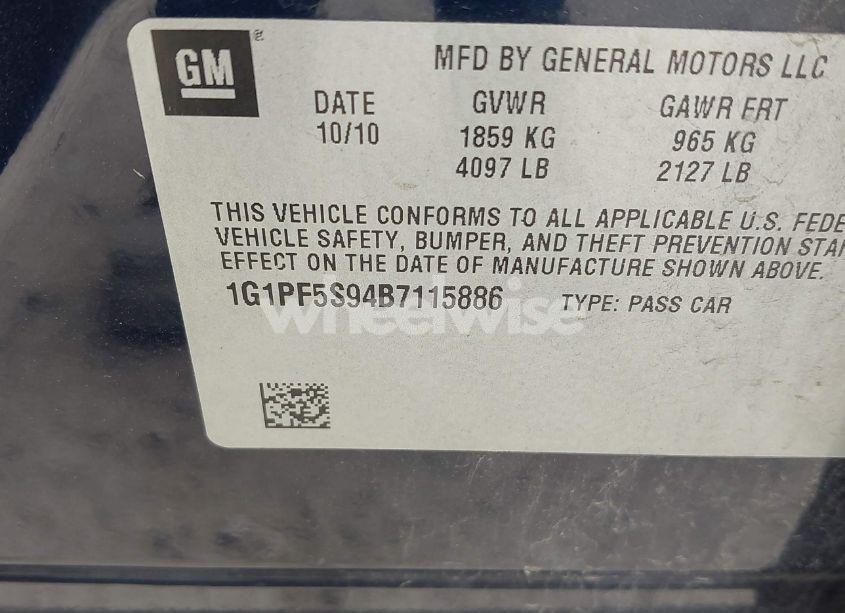 Photo 9 of 2011 Chevrolet Cruze 1LT (VIN 1G1PF5S94B7115886)