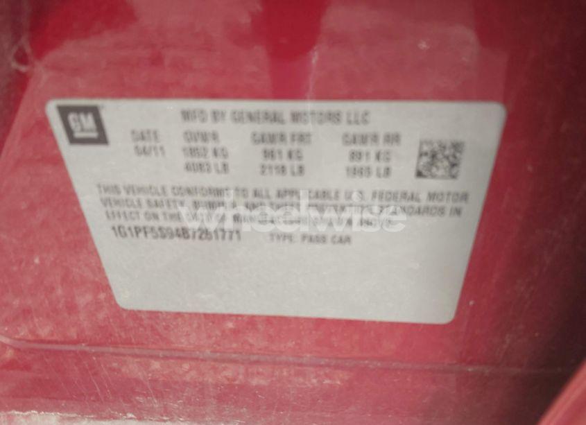 Photo 9 of 2011 Chevrolet Cruze LT (VIN 1G1PF5S94B7261771)