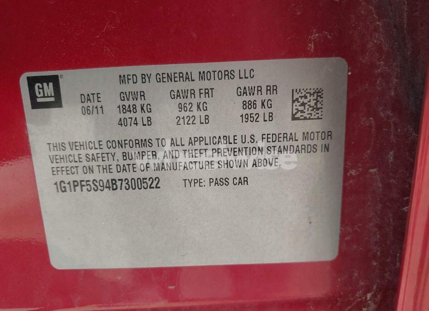 Photo 9 of 2011 Chevrolet Cruze 1LT (VIN 1G1PF5S94B7300522)