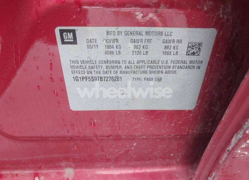 Photo 9 of 2011 Chevrolet Cruze 1LT (VIN 1G1PF5S97B7276281)