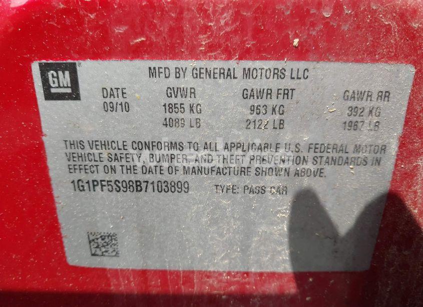 Photo 9 of 2011 Chevrolet Cruze 1LT (VIN 1G1PF5S98B7103899)