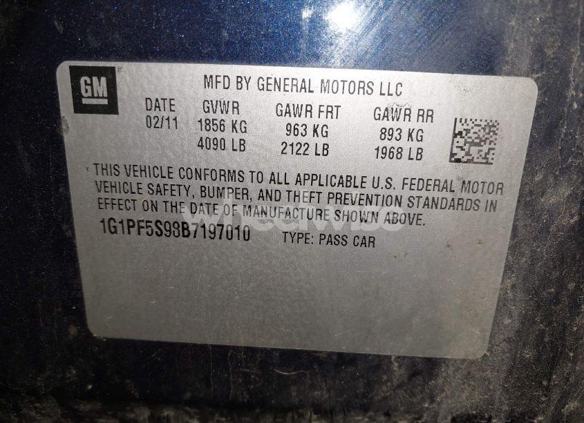 Photo 9 of 2011 Chevrolet Cruze 1LT (VIN 1G1PF5S98B7197010)