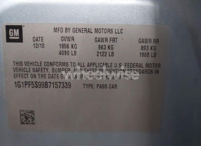 Photo 9 of 2011 Chevrolet Cruze 1LT (VIN 1G1PF5S99B7157339)