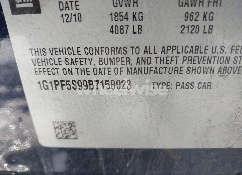 Photo 9 of 2011 Chevrolet Cruze 1LT (VIN 1G1PF5S99B7158023)