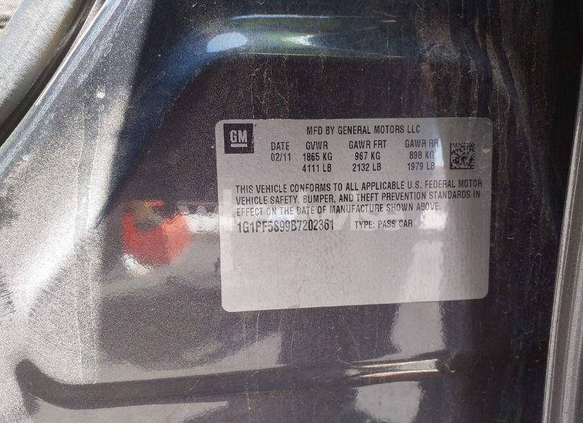 Photo 9 of 2011 Chevrolet Cruze 1LT (VIN 1G1PF5S99B7202361)