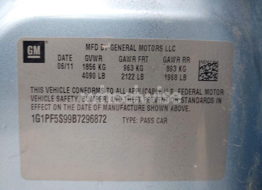 Photo 9 of 2011 Chevrolet Cruze 1LT (VIN 1G1PF5S99B7296872)