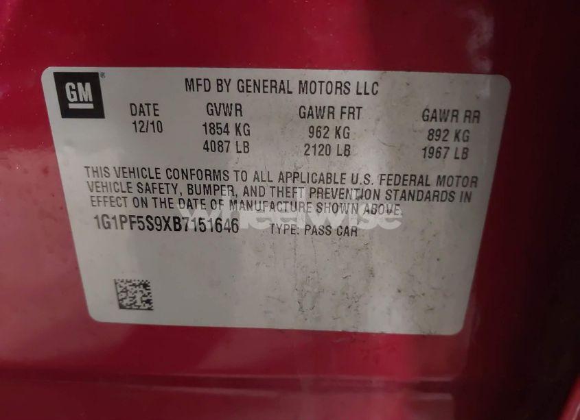 Photo 9 of 2011 Chevrolet Cruze 1LT (VIN 1G1PF5S9XB7151646)