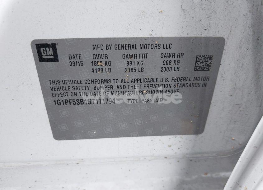 Photo 9 of 2016 Chevrolet Cruze LIMITED 2LT AUTO (VIN 1G1PF5SB1G7171794)