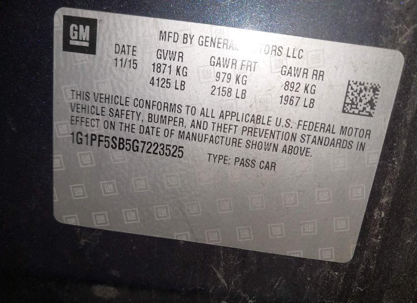 Photo 9 of 2016 Chevrolet Cruze LIMITED 2LT AUTO (VIN 1G1PF5SB5G7223525)