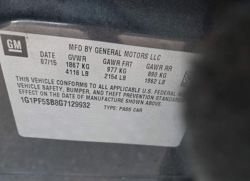 Photo 9 of 2016 Chevrolet Cruze LIMITED 2LT AUTO (VIN 1G1PF5SB8G7129932)