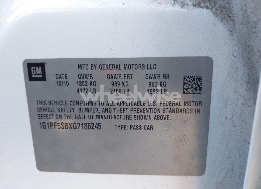 Photo 9 of 2016 Chevrolet Cruze LIMITED 2LT AUTO (VIN 1G1PF5SBXG7186245)