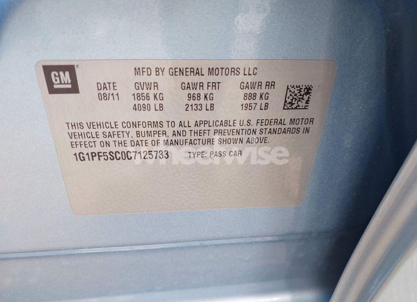 Photo 9 of 2012 Chevrolet Cruze 1LT (VIN 1G1PF5SC0C7125733)