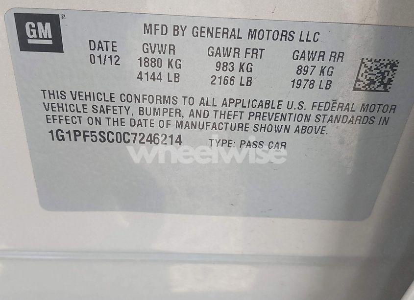 Photo 9 of 2012 Chevrolet Cruze 1LT (VIN 1G1PF5SC0C7246214)