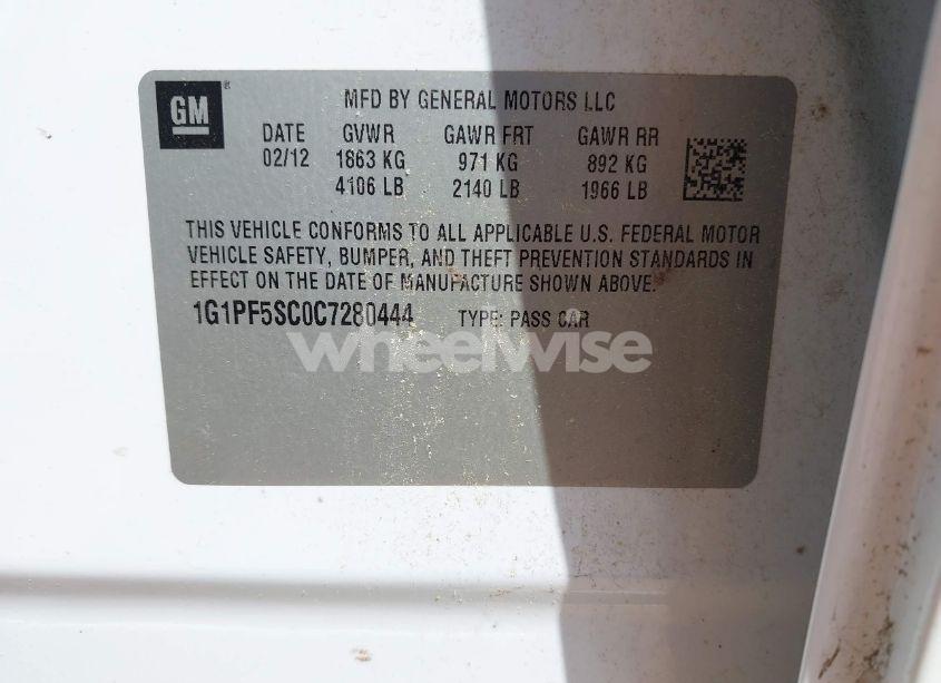 Photo 9 of 2012 Chevrolet Cruze 1LT (VIN 1G1PF5SC0C7280444)