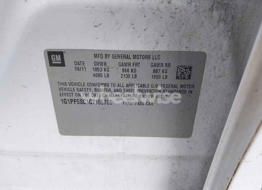 Photo 9 of 2012 Chevrolet Cruze 1LT (VIN 1G1PF5SC1C7106706)