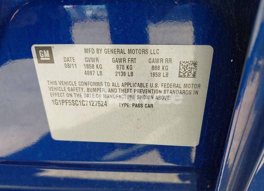 Photo 9 of 2012 Chevrolet Cruze 1LT (VIN 1G1PF5SC1C7127524)