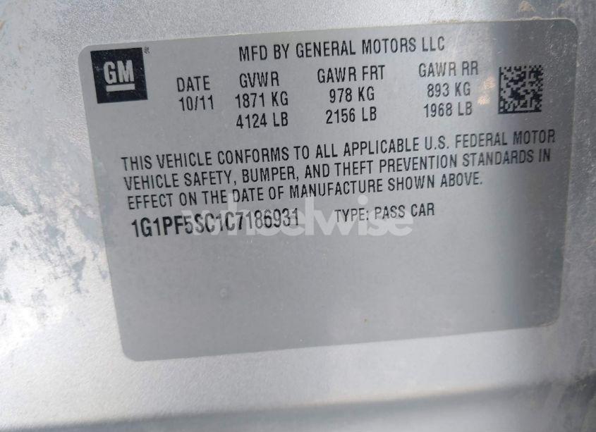 Photo 9 of 2012 Chevrolet Cruze 1LT (VIN 1G1PF5SC1C7186931)
