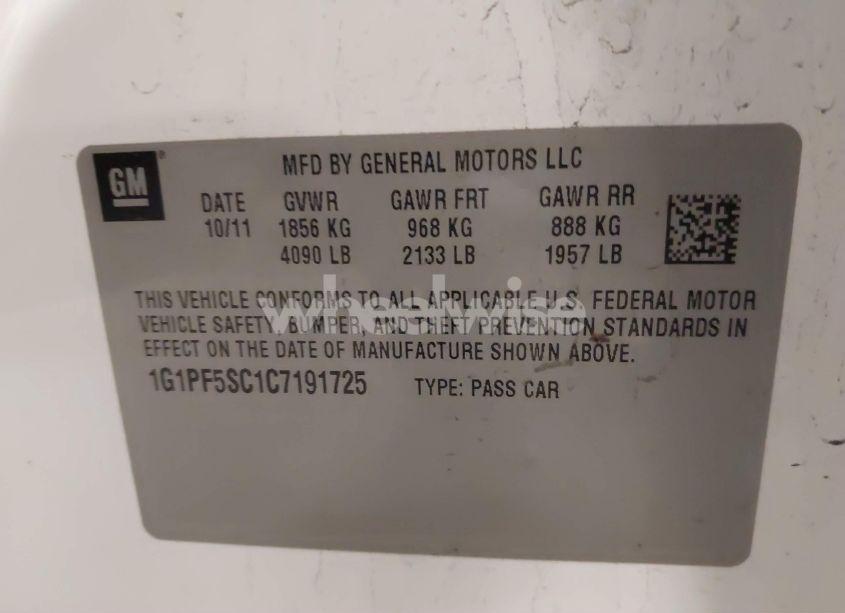 Photo 9 of 2012 Chevrolet Cruze 1LT (VIN 1G1PF5SC1C7191725)