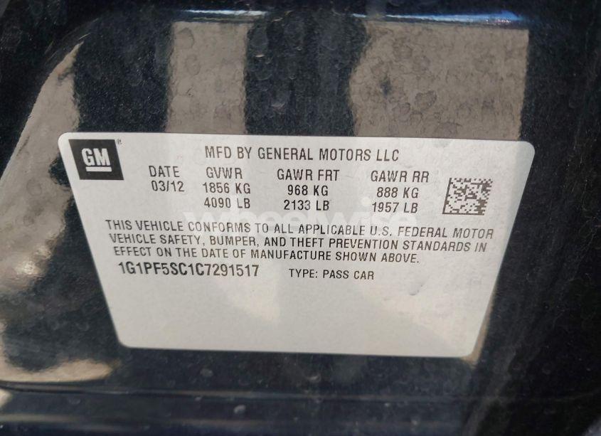 Photo 9 of 2012 Chevrolet Cruze 1LT (VIN 1G1PF5SC1C7291517)