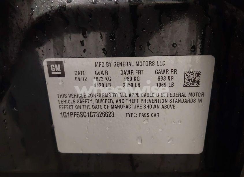 Photo 9 of 2012 Chevrolet Cruze 1LT (VIN 1G1PF5SC1C7326623)