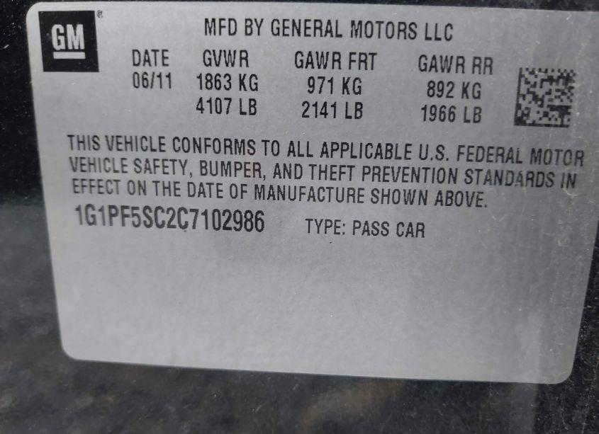 Photo 9 of 2012 Chevrolet Cruze 1LT (VIN 1G1PF5SC2C7102986)