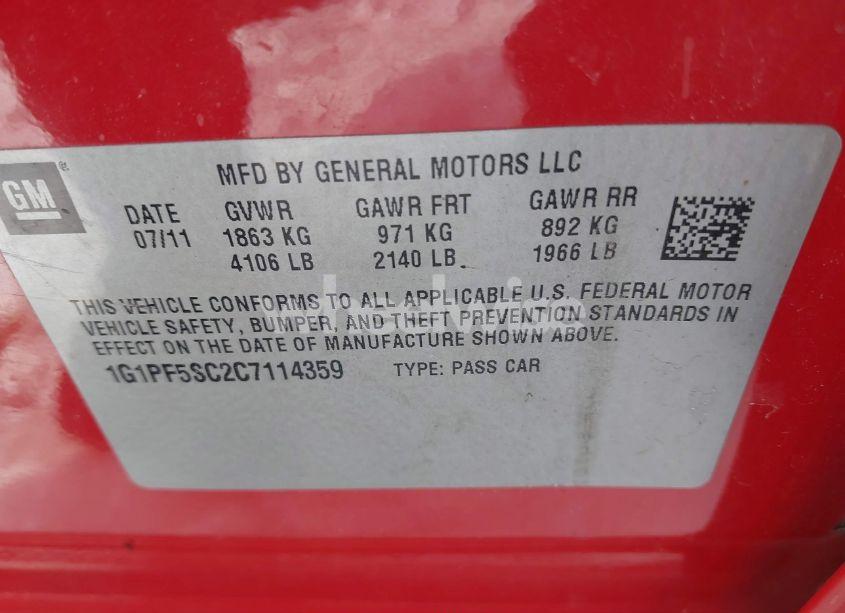 Photo 9 of 2012 Chevrolet Cruze 1LT (VIN 1G1PF5SC2C7114359)