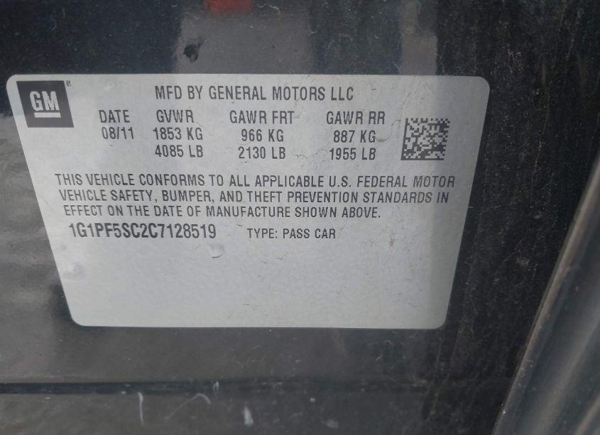Photo 9 of 2012 Chevrolet Cruze 1LT (VIN 1G1PF5SC2C7128519)