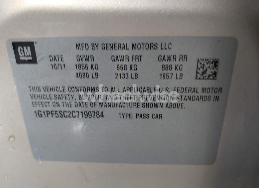 Photo 9 of 2012 Chevrolet Cruze 1LT (VIN 1G1PF5SC2C7199784)