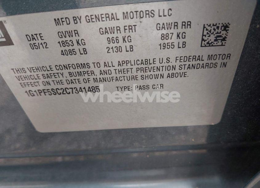 Photo 9 of 2012 Chevrolet Cruze 1LT (VIN 1G1PF5SC2C7341485)