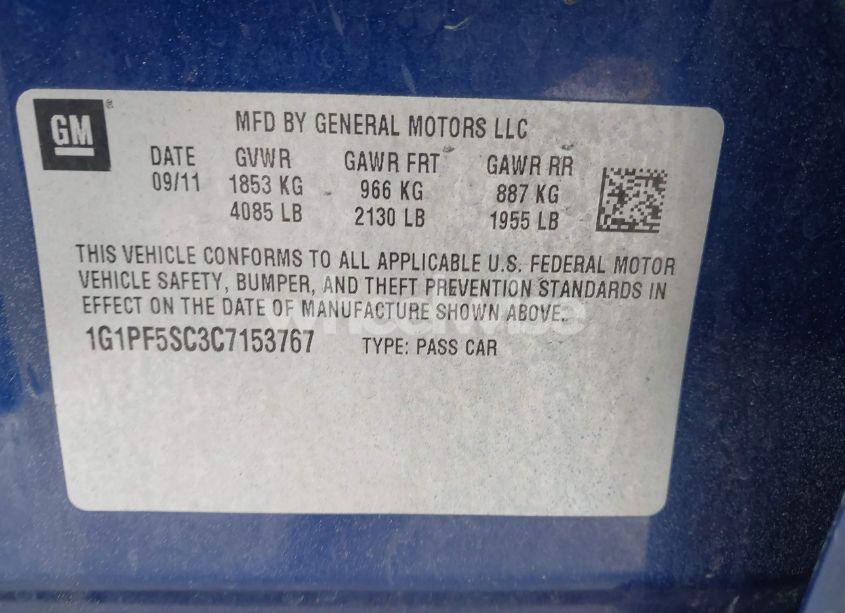 Photo 9 of 2012 Chevrolet Cruze 1LT (VIN 1G1PF5SC3C7153767)