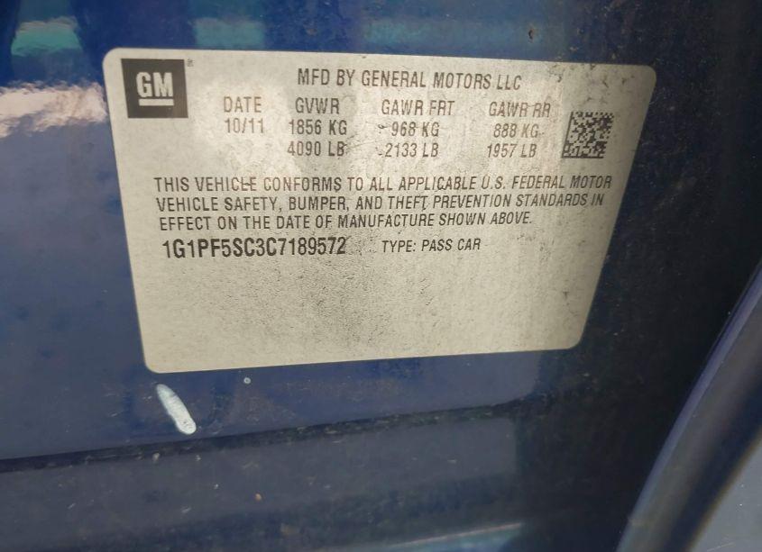 Photo 9 of 2012 Chevrolet Cruze 1LT (VIN 1G1PF5SC3C7189572)