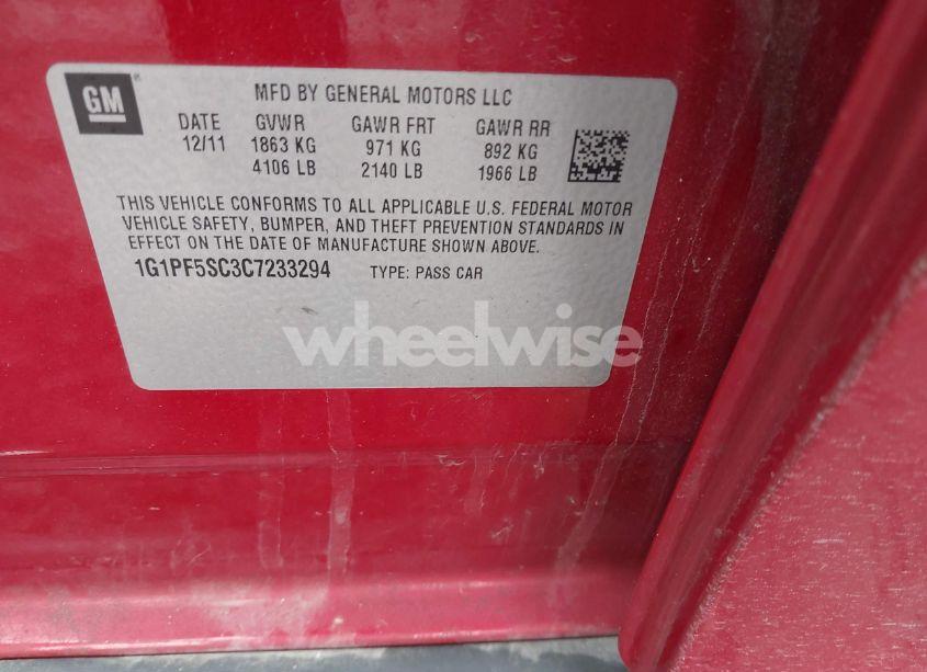 Photo 9 of 2012 Chevrolet Cruze 1LT (VIN 1G1PF5SC3C7233294)