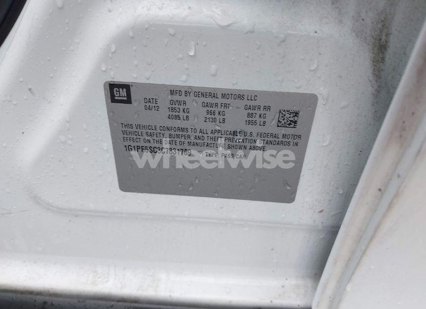 Photo 9 of 2012 Chevrolet Cruze 1LT (VIN 1G1PF5SC3C7331709)