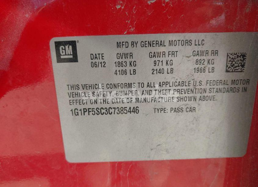 Photo 9 of 2012 Chevrolet Cruze 1LT (VIN 1G1PF5SC3C7385446)