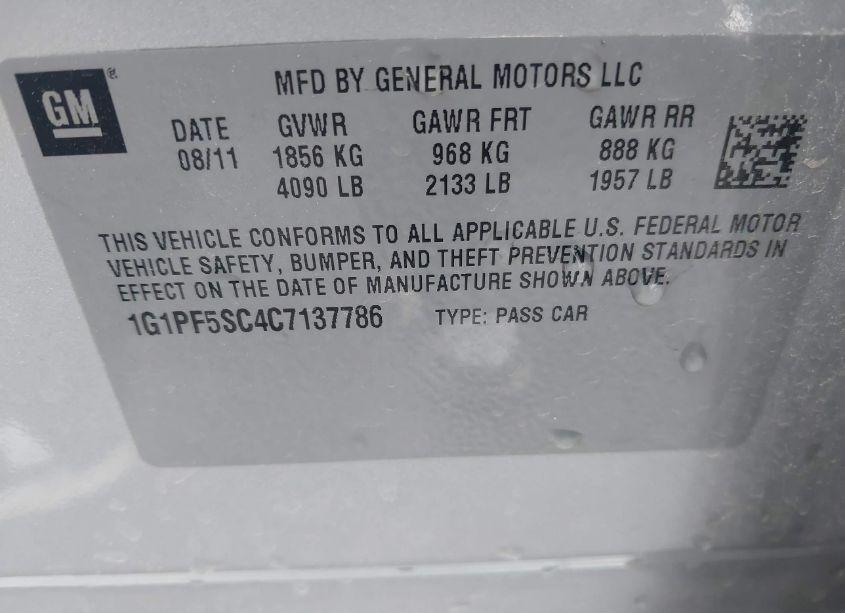 Photo 9 of 2012 Chevrolet Cruze 1LT (VIN 1G1PF5SC4C7137786)