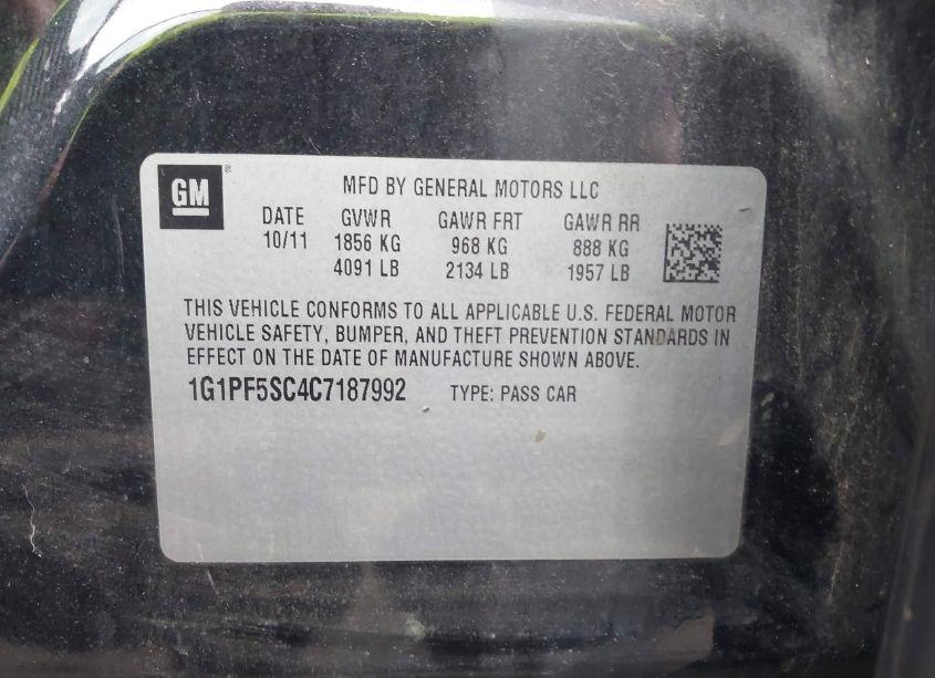 Photo 9 of 2012 Chevrolet Cruze 1LT (VIN 1G1PF5SC4C7187992)