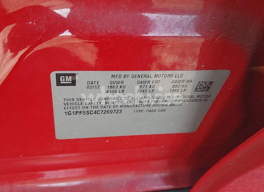 Photo 9 of 2012 Chevrolet Cruze 1LT (VIN 1G1PF5SC4C7269723)