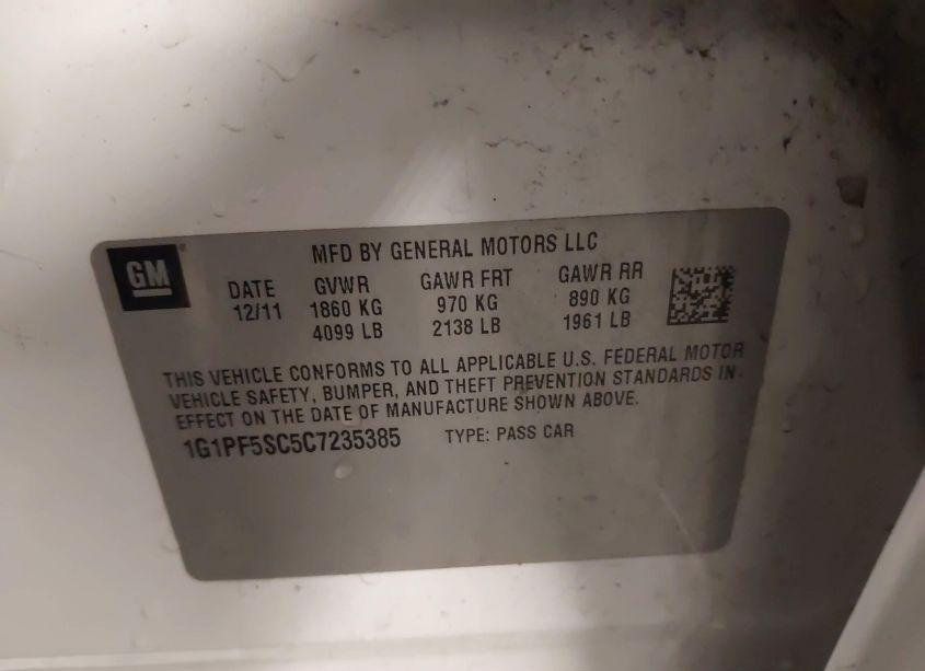 Photo 9 of 2012 Chevrolet Cruze 1LT (VIN 1G1PF5SC5C7235385)