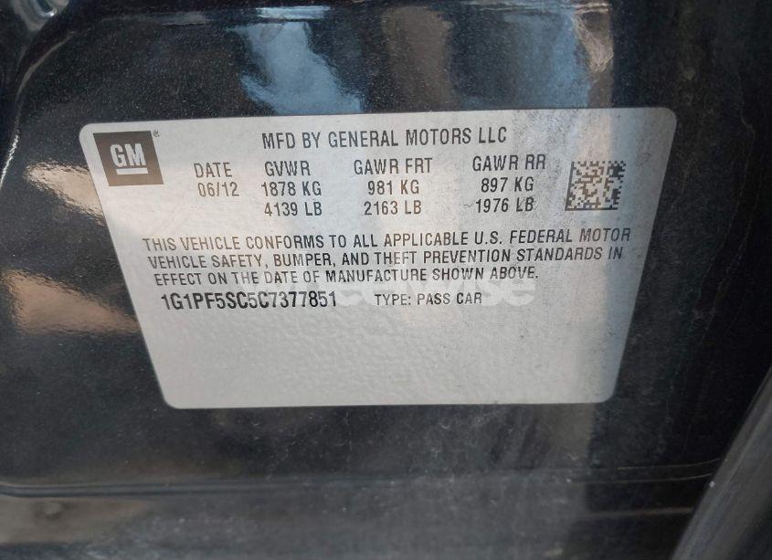 Photo 9 of 2012 Chevrolet Cruze 1LT (VIN 1G1PF5SC5C7377851)