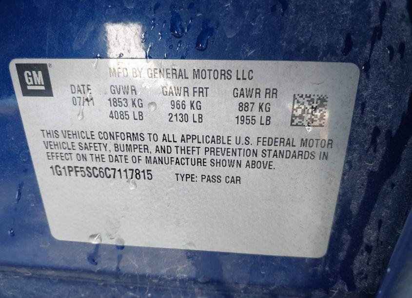 Photo 9 of 2012 Chevrolet Cruze 1LT (VIN 1G1PF5SC6C7117815)
