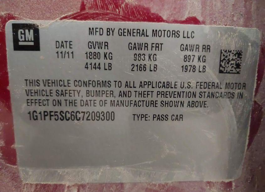 Photo 9 of 2012 Chevrolet Cruze 1LT (VIN 1G1PF5SC6C7209300)