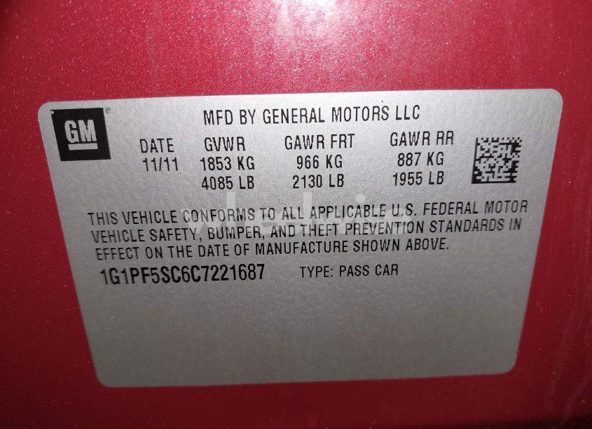 Photo 9 of 2012 Chevrolet Cruze 1LT (VIN 1G1PF5SC6C7221687)