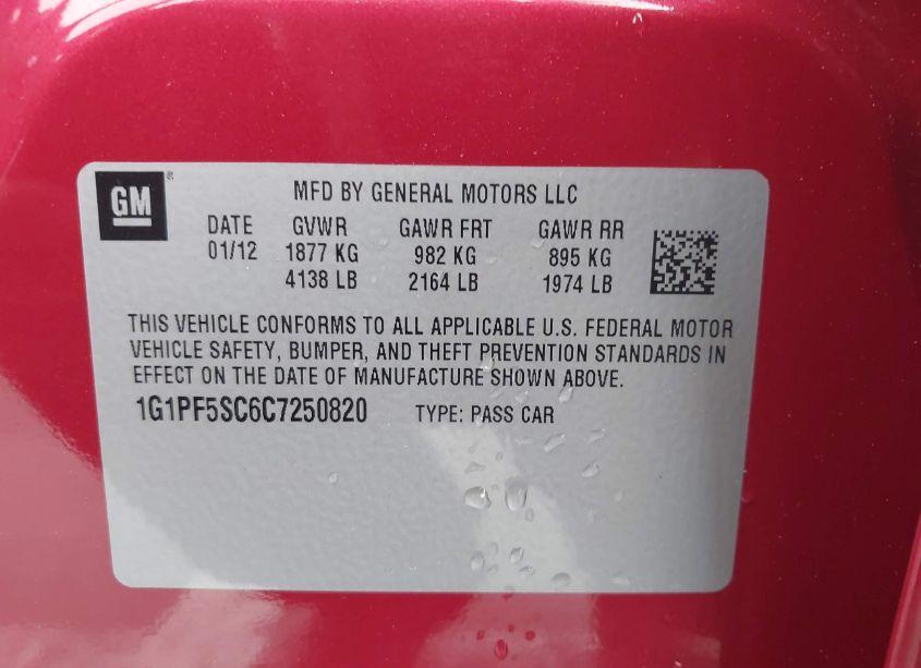 Photo 9 of 2012 Chevrolet Cruze 1LT (VIN 1G1PF5SC6C7250820)