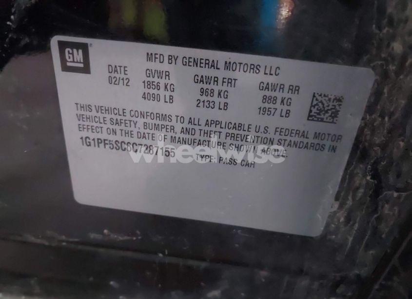 Photo 9 of 2012 Chevrolet Cruze 1LT (VIN 1G1PF5SC6C7287155)
