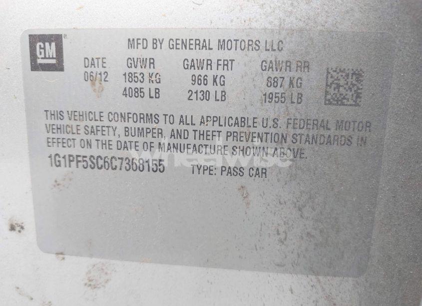 Photo 9 of 2012 Chevrolet Cruze 1LT (VIN 1G1PF5SC6C7368155)