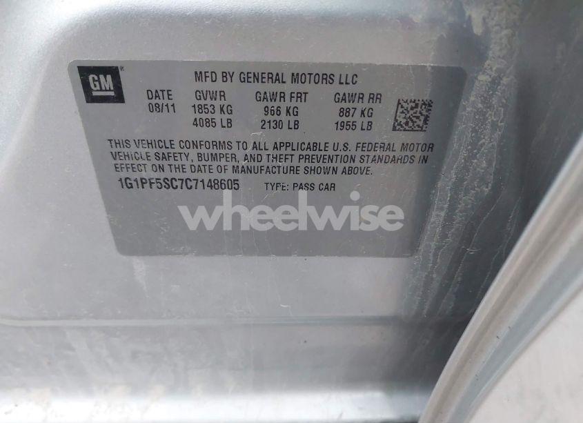 Photo 9 of 2012 Chevrolet Cruze 1LT (VIN 1G1PF5SC7C7148605)