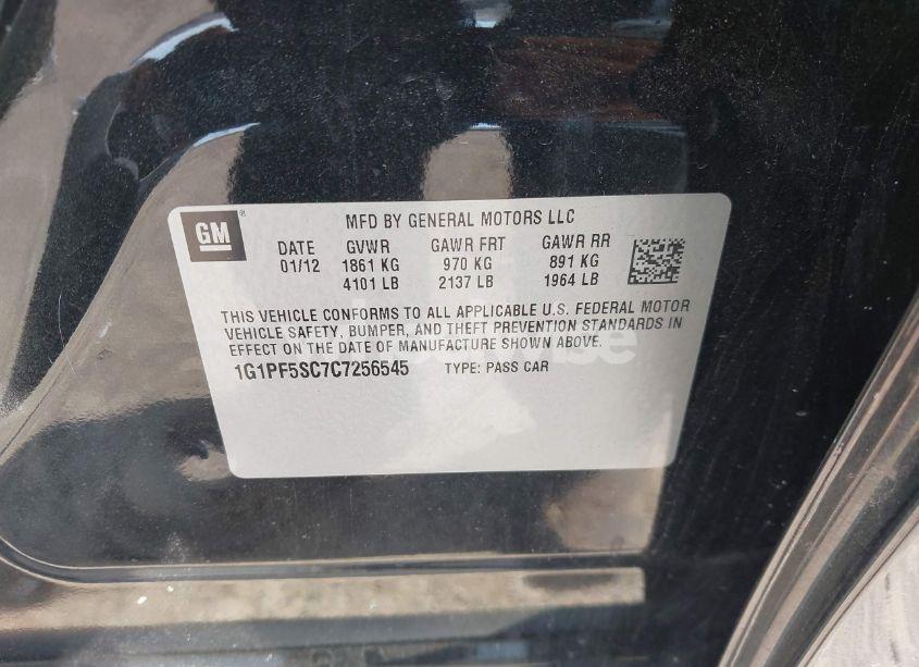 Photo 13 of 2012 Chevrolet Cruze 1LT (VIN 1G1PF5SC7C7256545)
